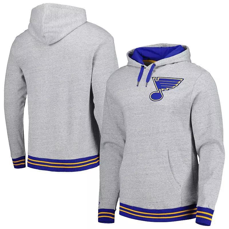 Mens Mitchell & Ness Heather Gray St. Louis Blues Classic French Terry Pullover Hoodie Product Image