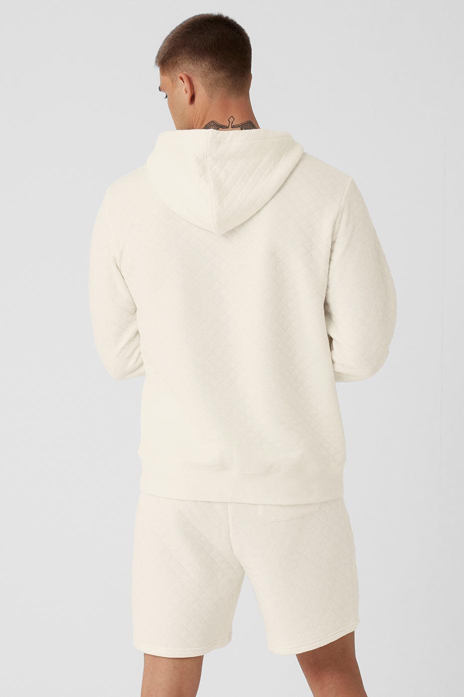 Quilted Stadium Hoodie - Ivory Male Product Image