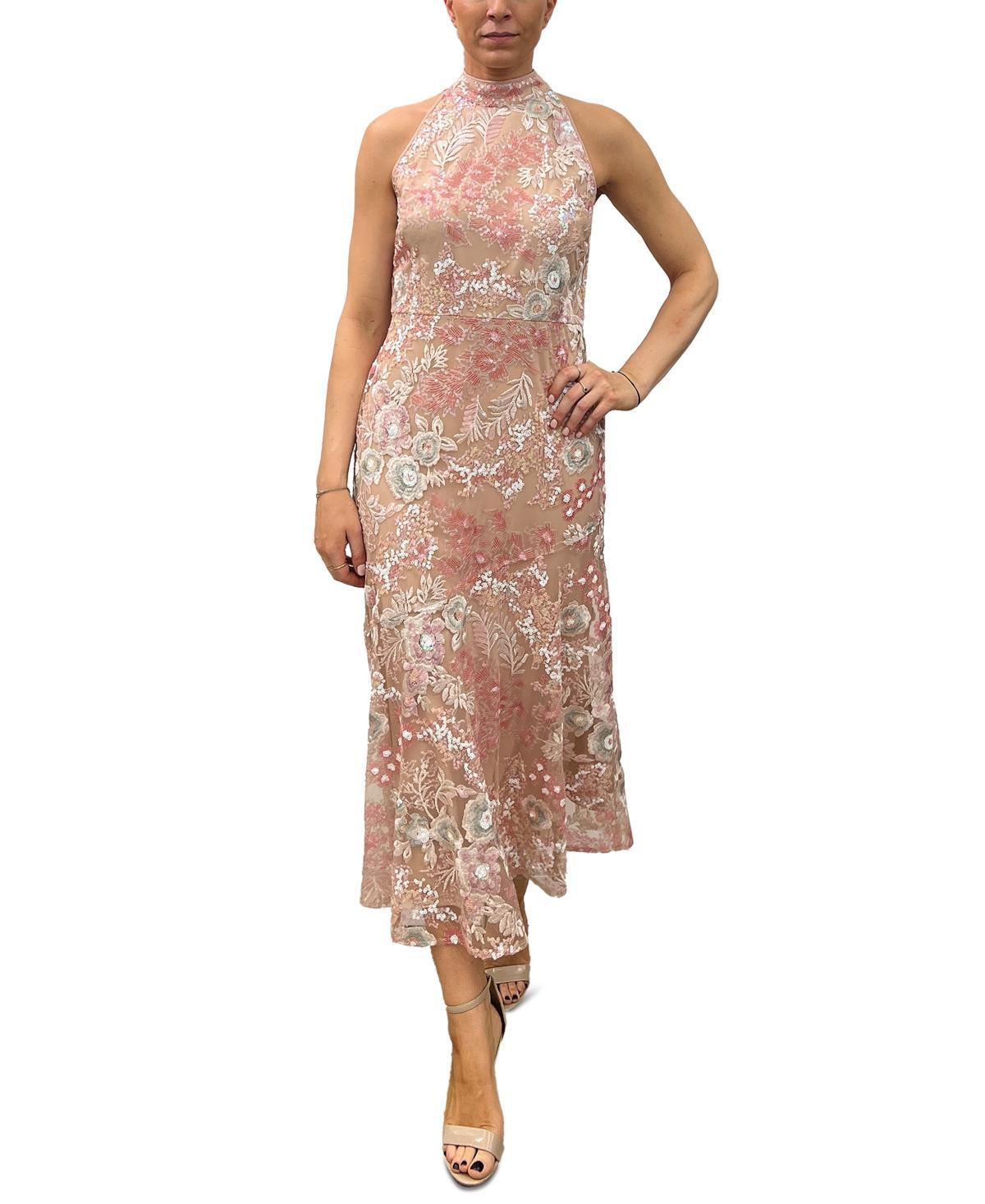 Sam Edelman Womens Floral Lace Sequin Sleeveless Dress product image