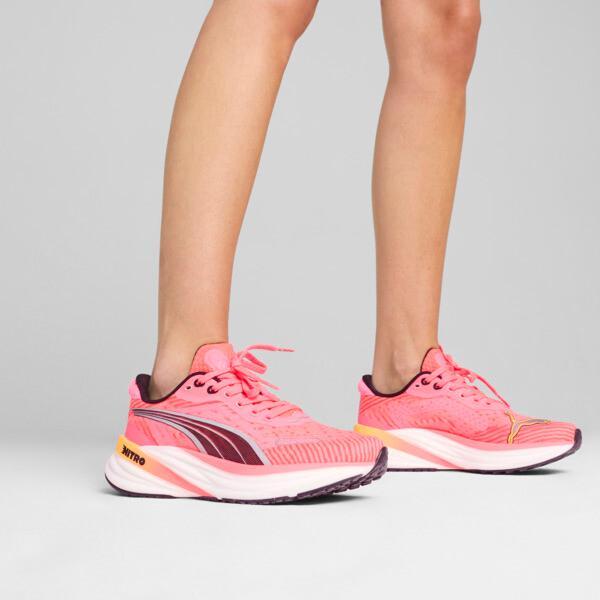 PUMA Magnify NITROâ¢ Tech 2 Women's Running Shoes in Sunset Glow/White/Sun Stream Product Image