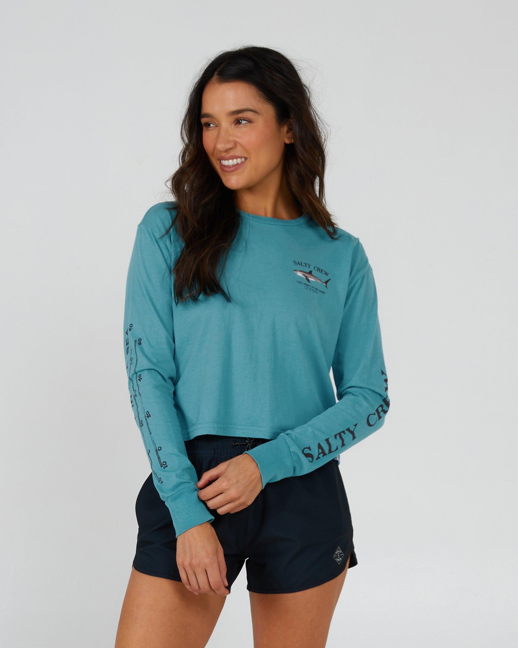 Bruce L/S Crop - Sea Green Female Product Image