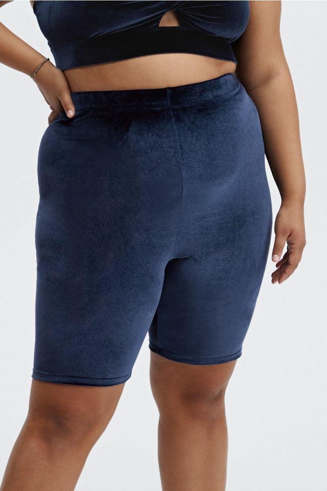 Fabletics High Waisted Velour Bike Short 9 Womens blue Size XXL Product Image