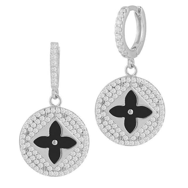 Sunkissed Sterling Gemstone & Cubic Zirconia Clover Earrings, Womens, Silver Tone Black Product Image