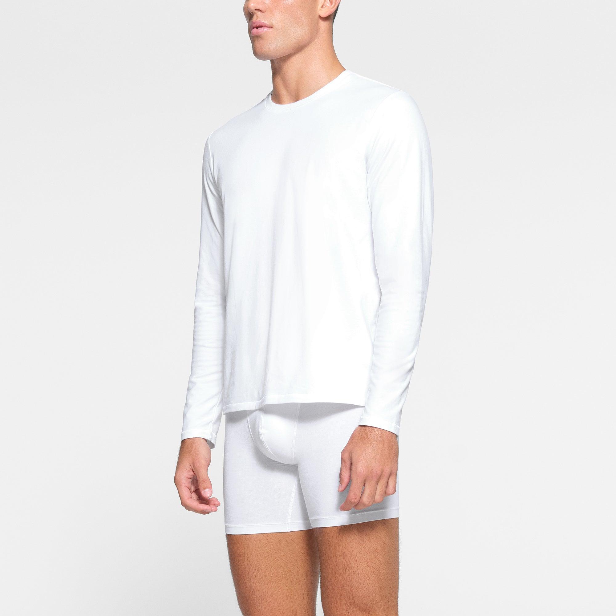 SKIMS COTTON MENS LONG SLEEVE T-SHIRT | CHALK Product Image