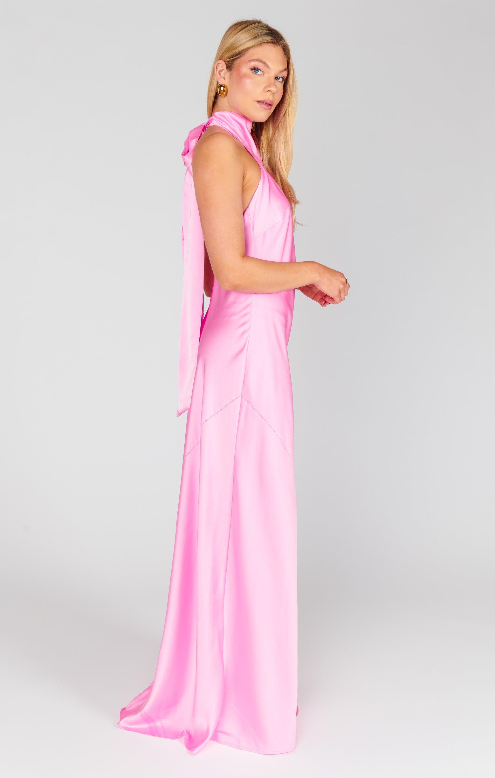 Lisa Maxi Dress ~ Pink Luxe Satin Product Image