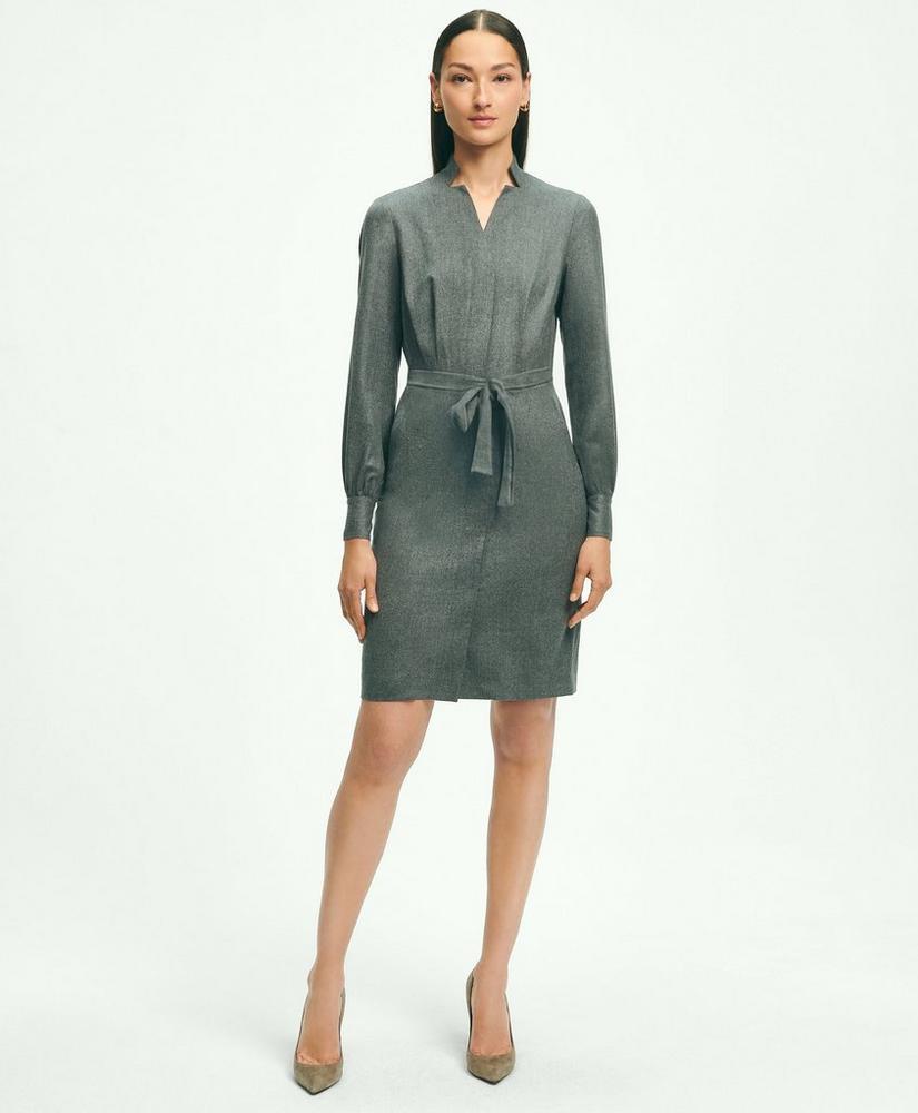 Wool Flannel Belted Shirt Dress Product Image