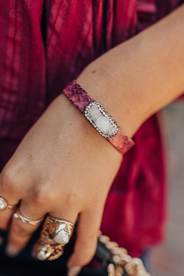 Lovely Lane Druzy Snake Print Cuff Bracelet In Wine Product Image