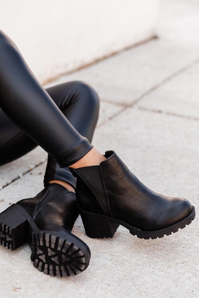 Deena Black Leather Platform Booties FINAL SALE Product Image