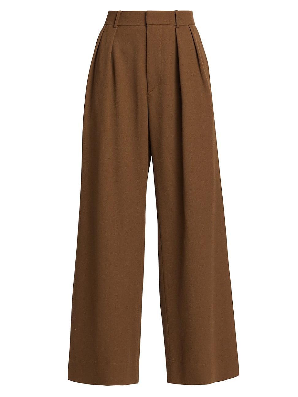 Womens Low-Rise Pleated Wool Trousers Product Image