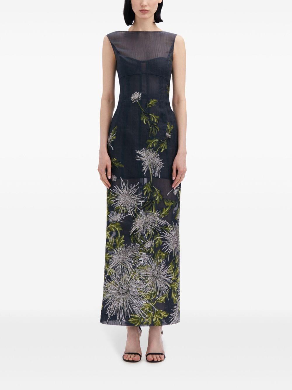 Chrysanthemum fil-coupé column gown Product Image