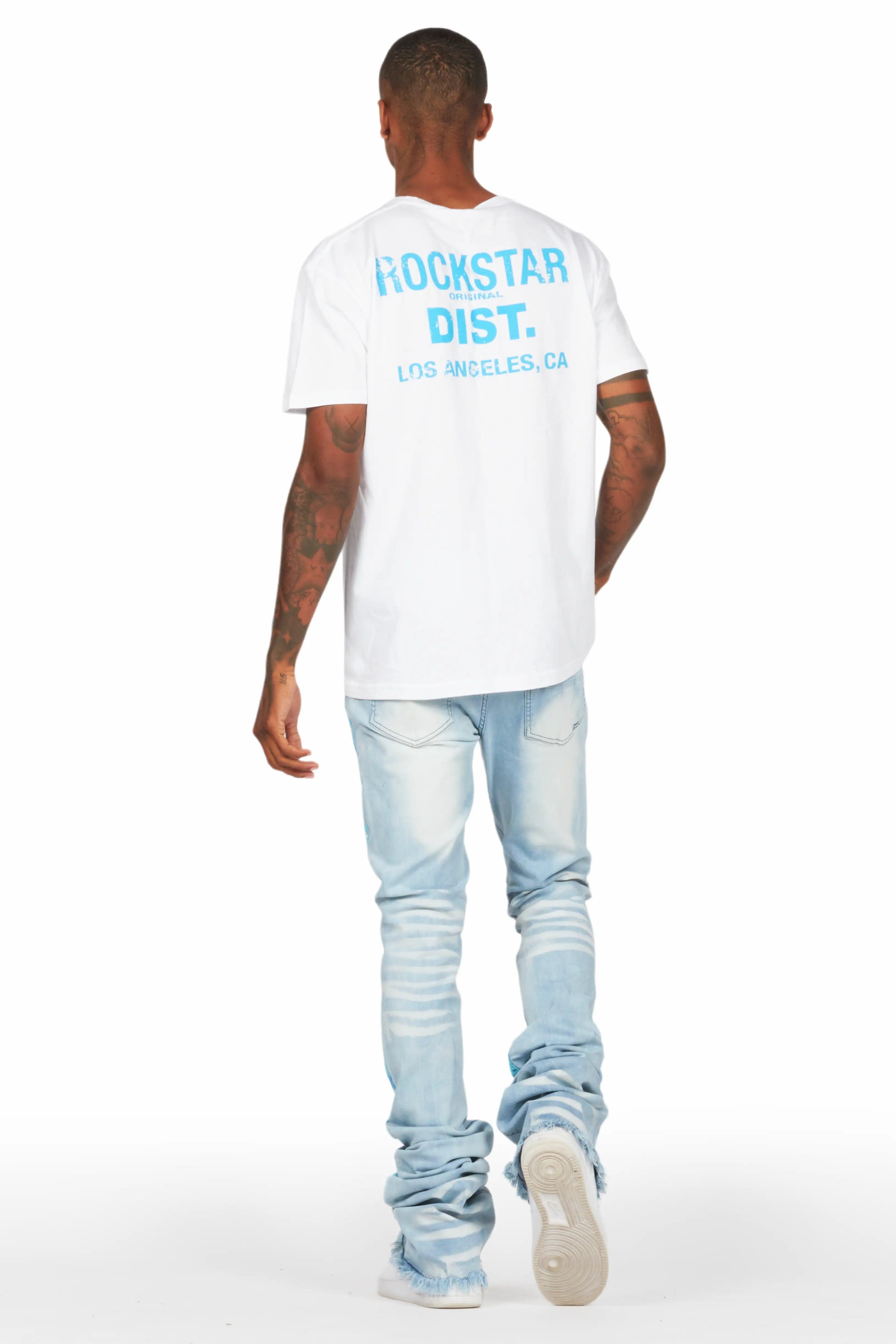 Lake White/Blue T-Shirt/Super Stacked Flare Jean Set Male Product Image