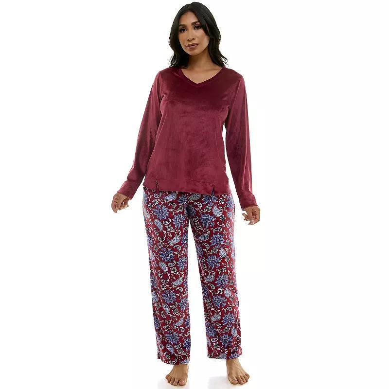 Womens Croft & Barrow 2-Piece Velour Pajama Top & Pajama Bottoms Set Product Image