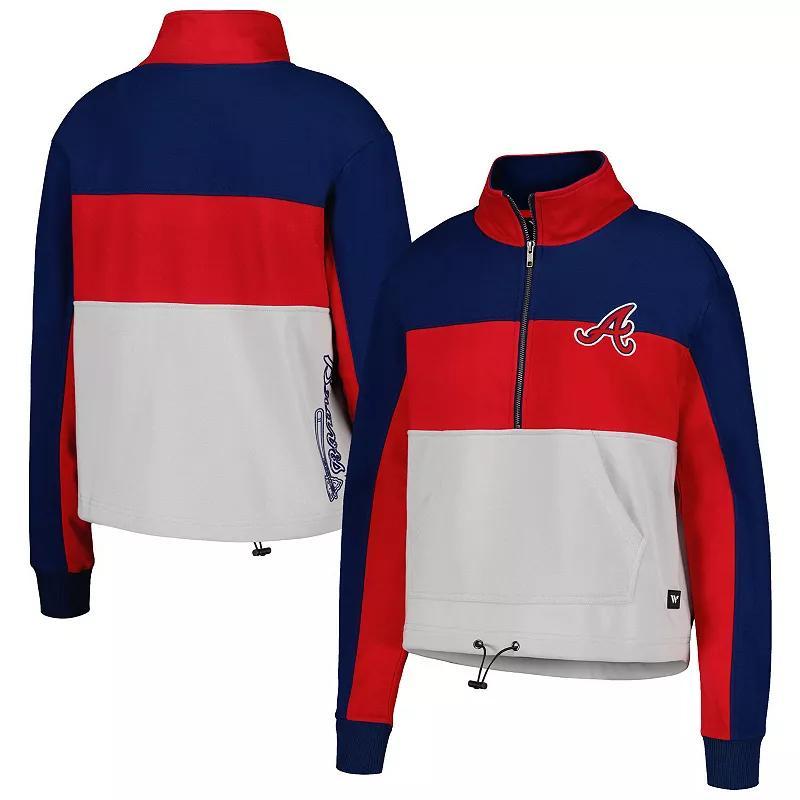 Womens The Wild Collective /Navy Atlanta Braves Womens Colorblock 1/4 Zip Jacket Product Image