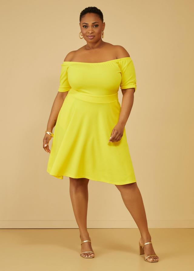 Plus Size Off The Shoulder A Line Dress Ashley Stewart Product Image