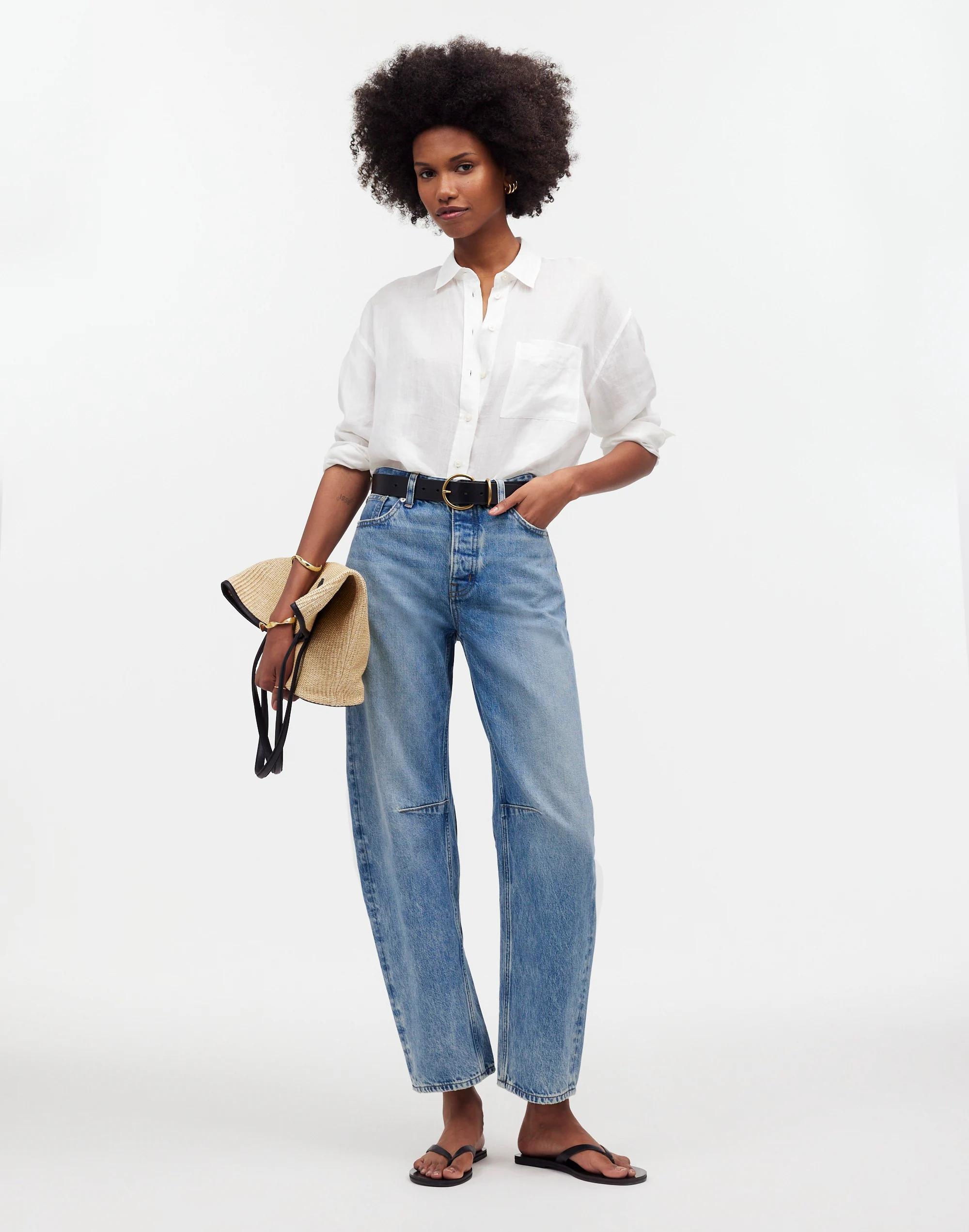 The Darted Barrel-Leg Jean in Dobbins Wash Product Image