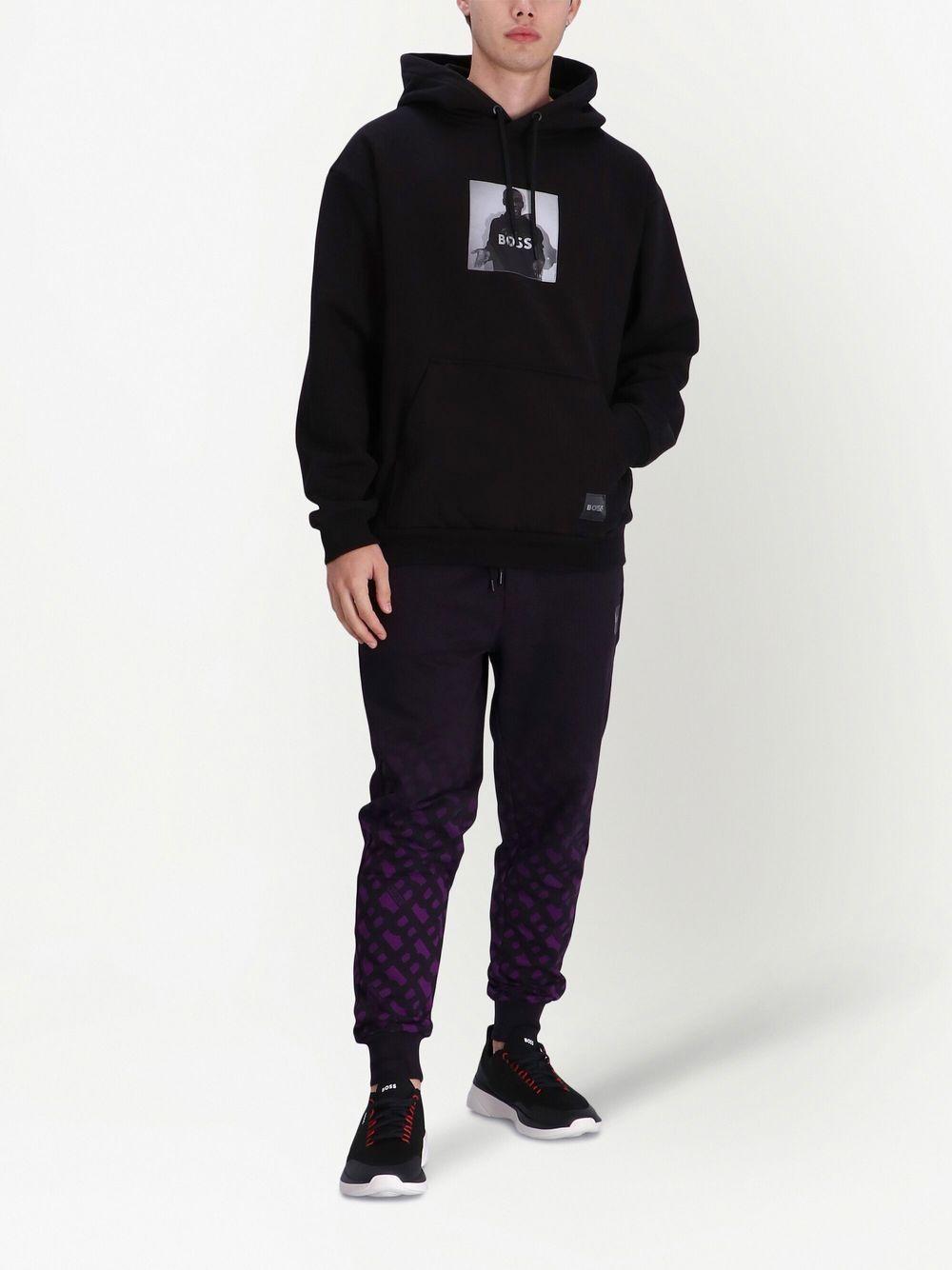 Boss X Khaby Relaxed-fit Cotton-blend Hoodie With Lenticular Artwork In Black Product Image