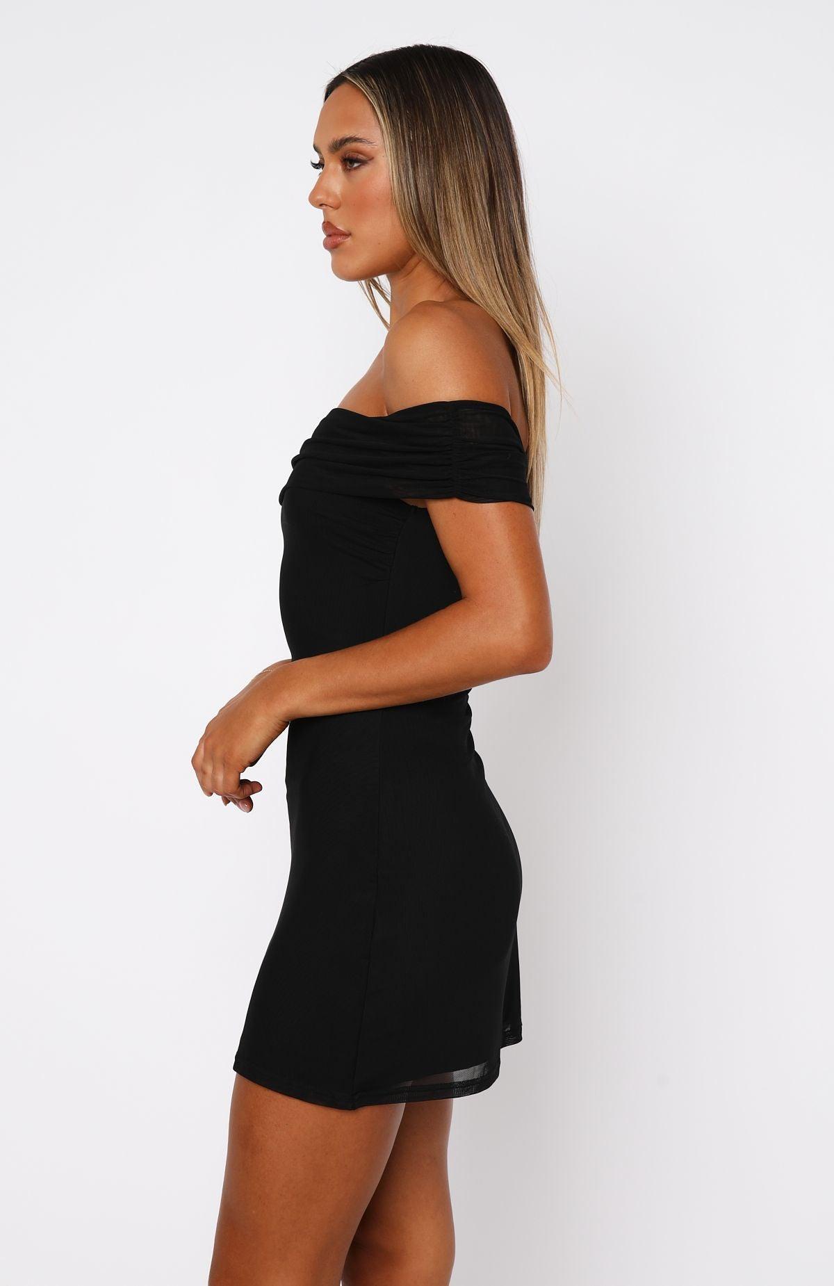 Got The Talent Off Shoulder Mini Dress Black Product Image