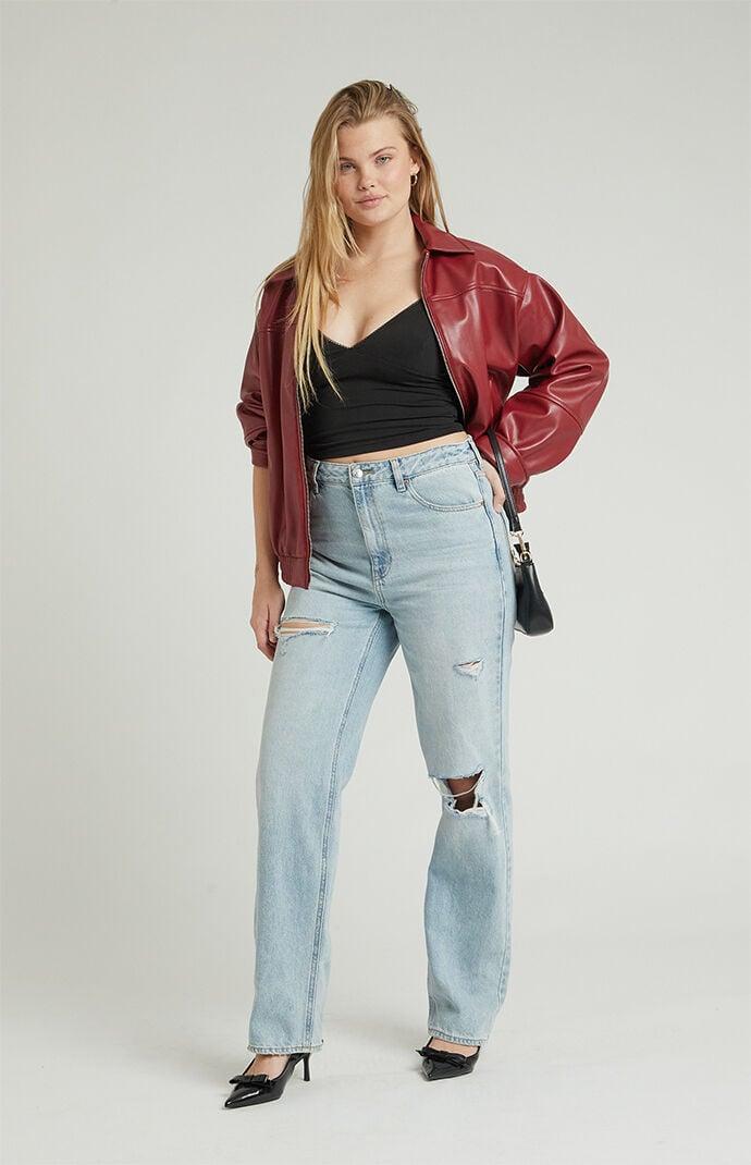 Women's Light Indigo Ripped '90s Boyfriend Jeans Product Image