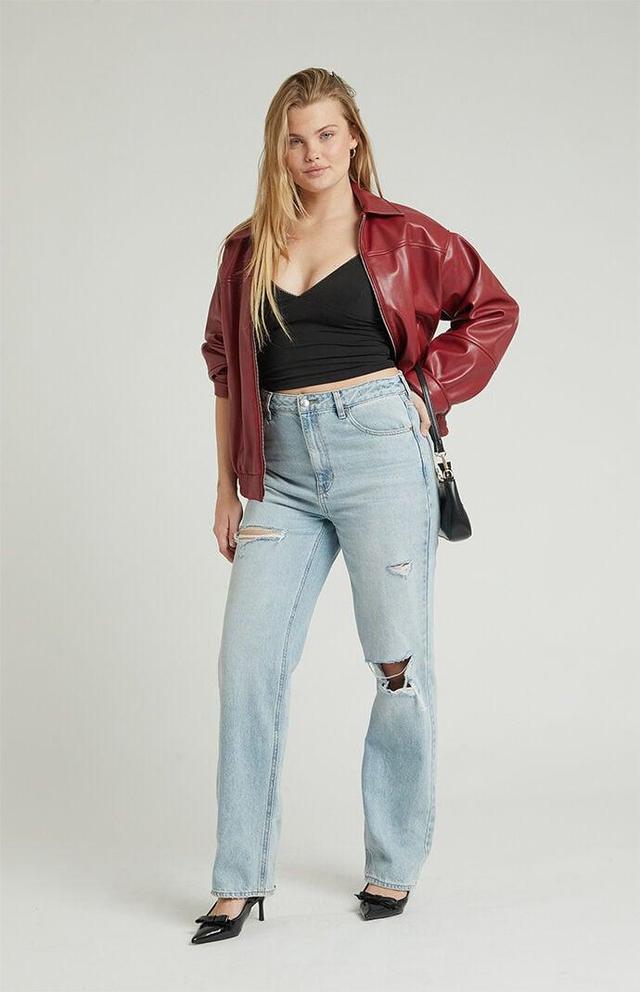 Women's Light Indigo Ripped '90s Boyfriend Jeans Product Image