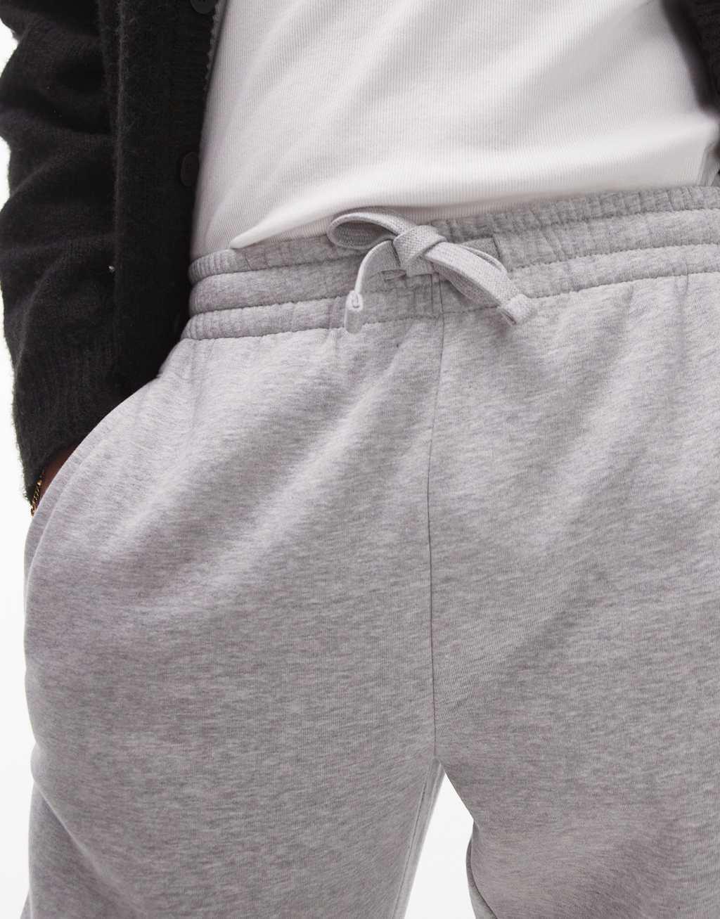 Topman premium heavyweight oversized sweatpants in heather gray Product Image