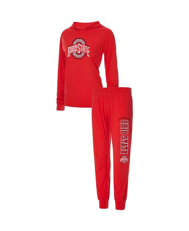 Womens Concepts Sport Scarlet Ohio State Buckeyes Long Sleeve Hoodie T-Shirt & Pants Sleep Set Product Image