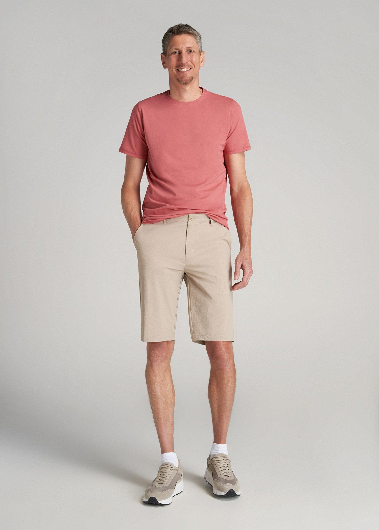 Premium Hybrid Shorts for Tall Men in Clay Male Product Image