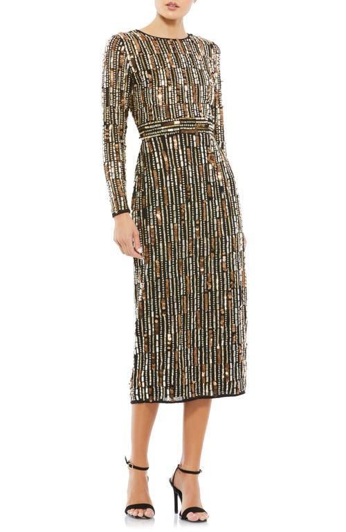 Womens Long-Sleeve Embellished Midi-Dress Product Image