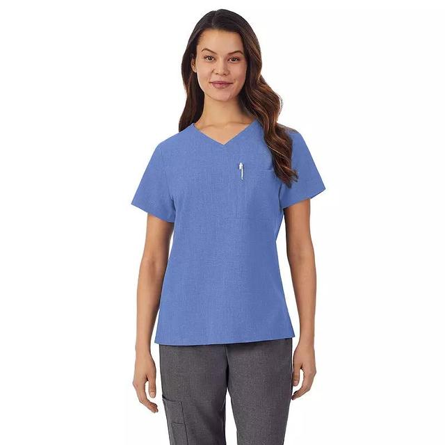 Womens Cuddl Duds Scrubs Classic V-Neck Top Ciel Grey Product Image