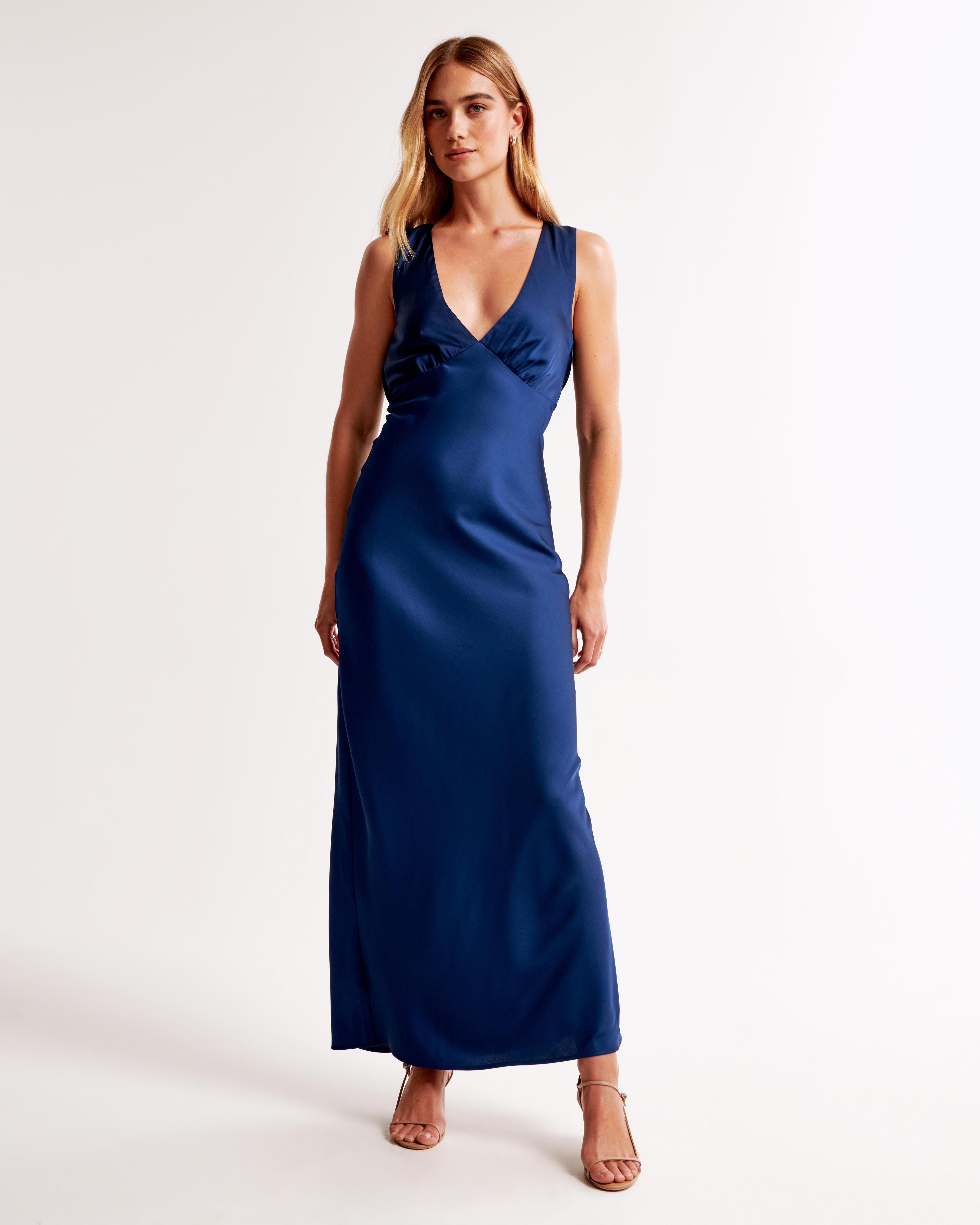 Plunge Cowl Back Maxi Dress Product Image