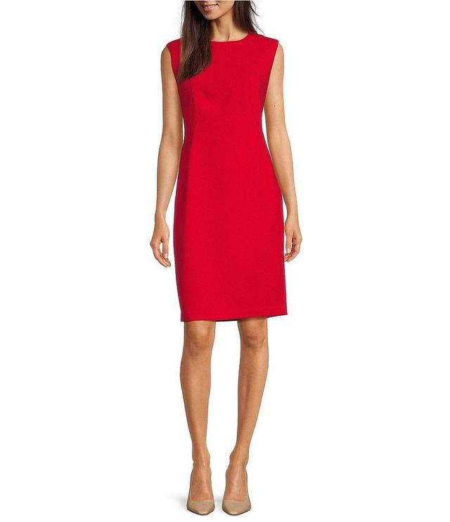 Donna Karan Sleeveless Crew Neck Sheath Dress Product Image