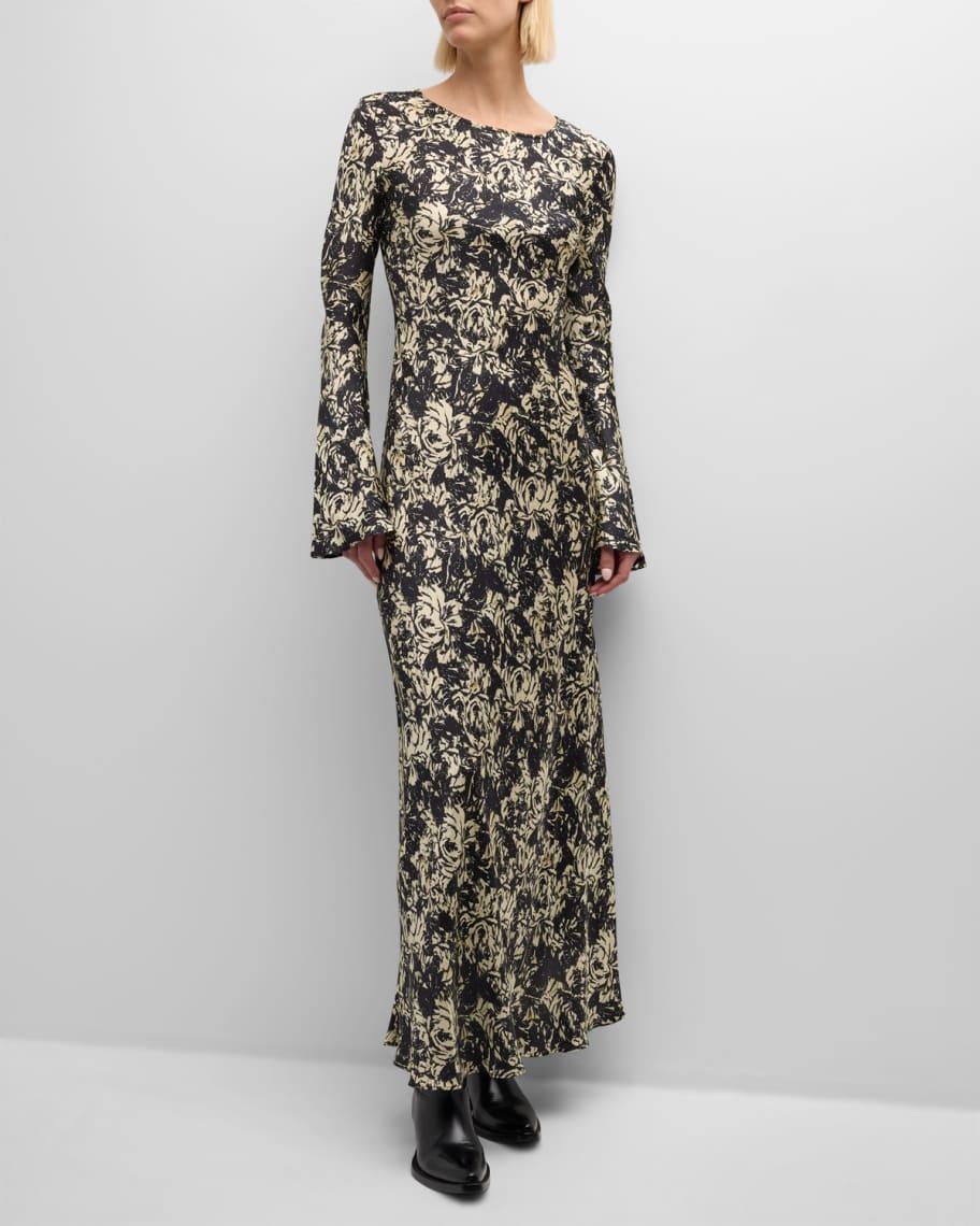 Floral Satin Maxi Dress Product Image