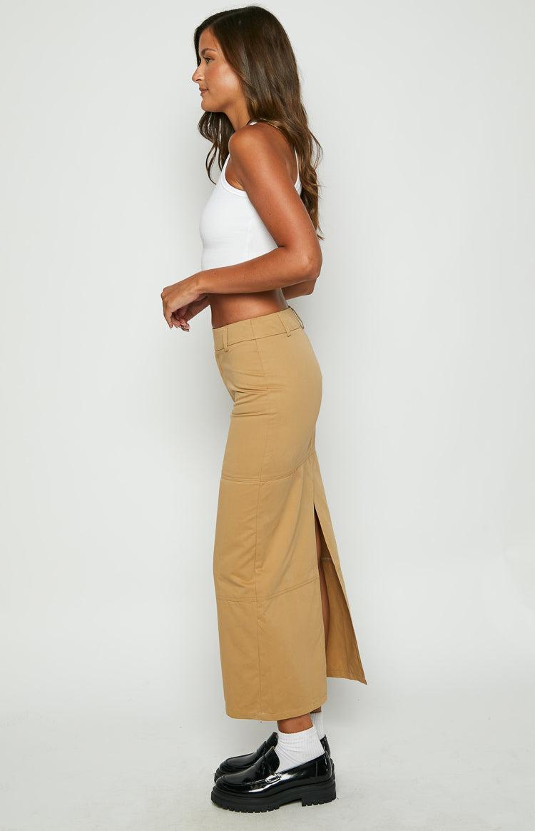 My Way Tan Maxi Skirt Product Image