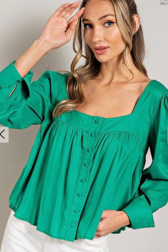 Top, Button Down Green Product Image