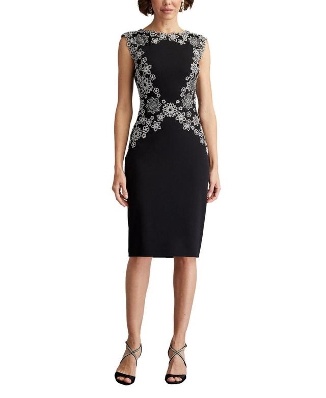 Tadashi Shoji Womens Kiran Floral Embroidered Cocktail Dress - Bk Product Image