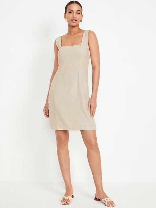 Sleeveless Linen-Blend Mini Dress Product Image