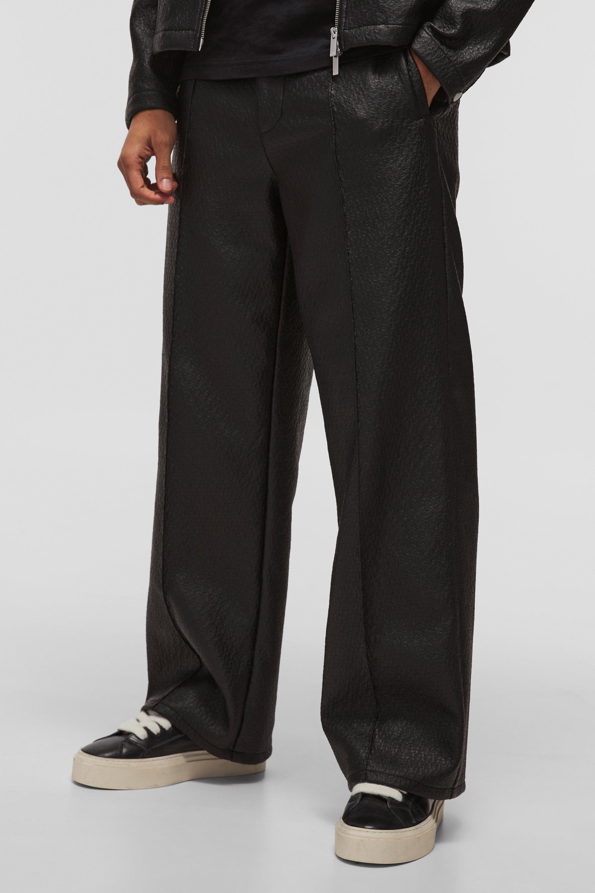 Wide Fit Matte Coated Boucle Trouser | boohooMAN USA product image