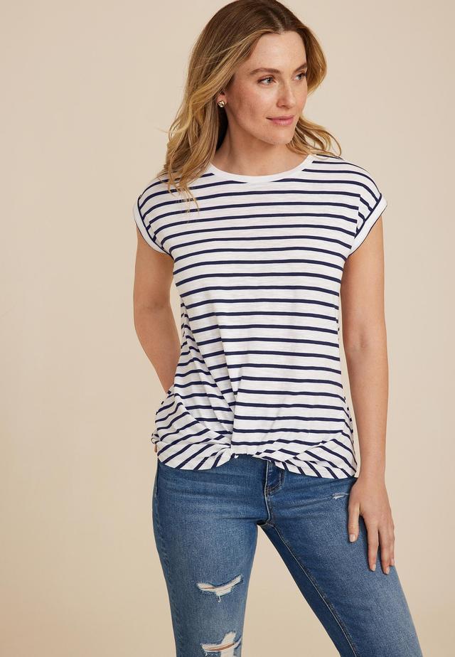 24/7 Austin Striped Knot Hem Tee Product Image