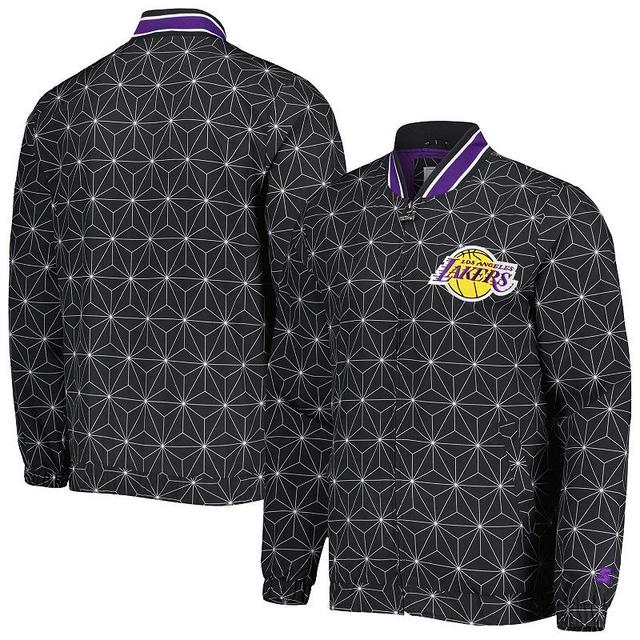 Mens Starter Los Angeles Lakers In-Field Play Fashion Satin Full-Zip Varsity Jacket Product Image