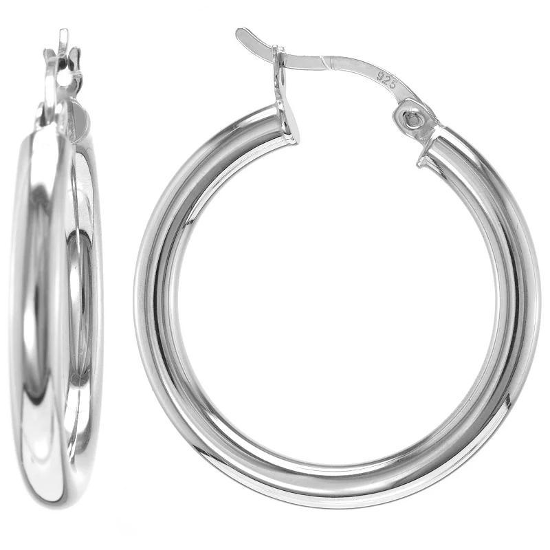 Judy Crowell Sterling Silver Tube Hoop Earrings, Womens Product Image