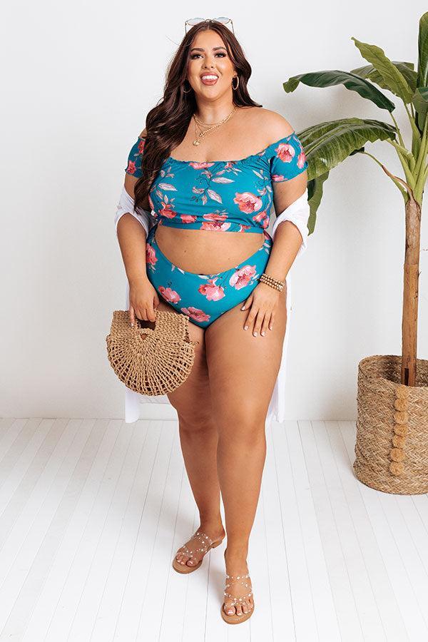 Secret Beach Floral Bikini Top in Ocean Blue Curves Product Image