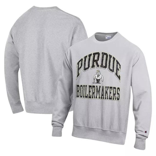 Mens Champion Heather Gray Purdue Boilermakers Vault Late Night Reverse Weave Pullover Sweatshirt Product Image