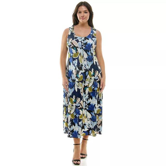 Plus Size Luxology Satin Slip Dress, Womens Navy Blue Green Product Image