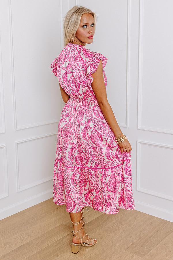 Riviera Rendezvous Satin Midi in Fuchsia Product Image