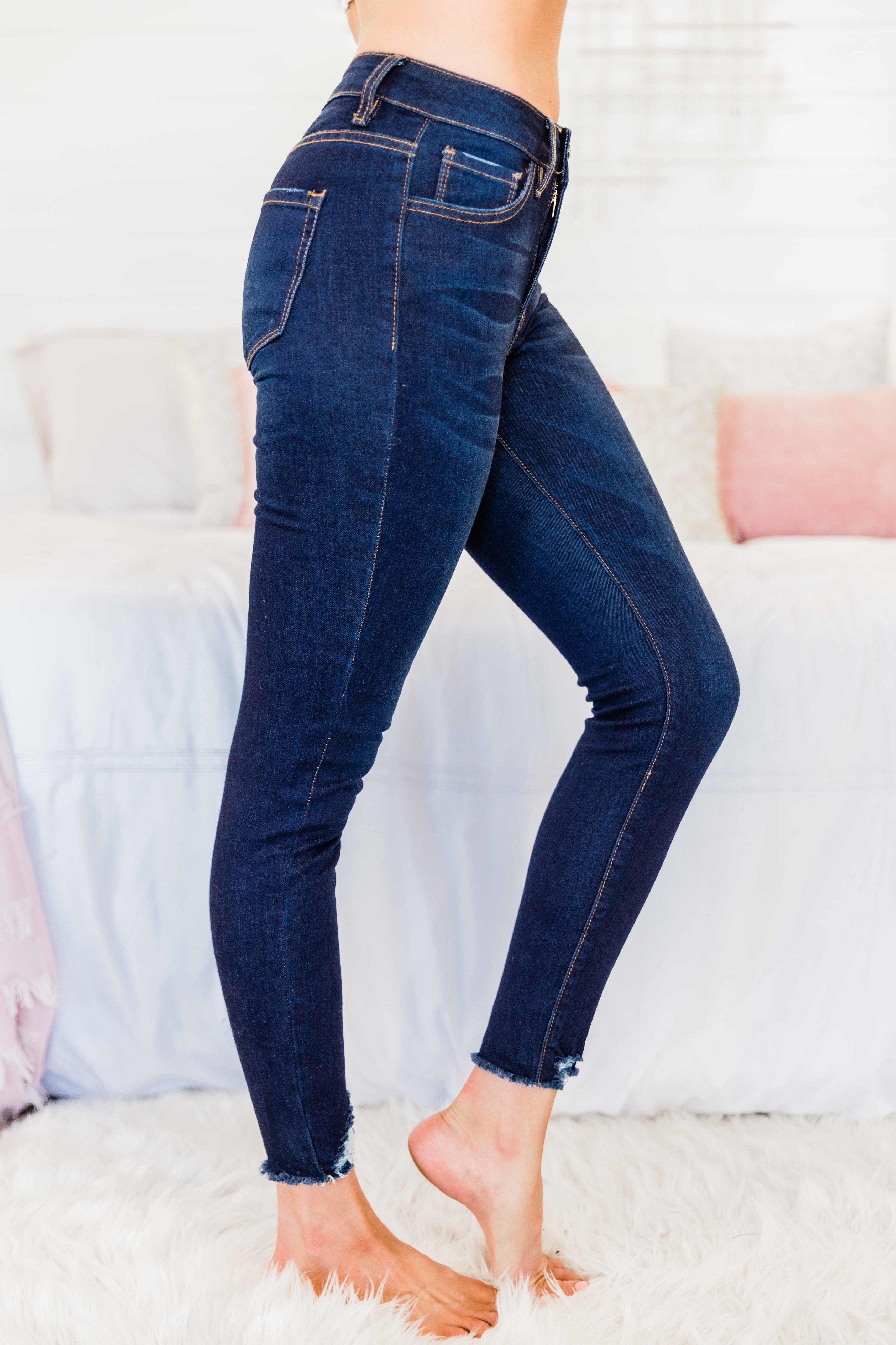 Kristy Dark Wash Distressed Skinny Jeans FINAL SALE Product Image