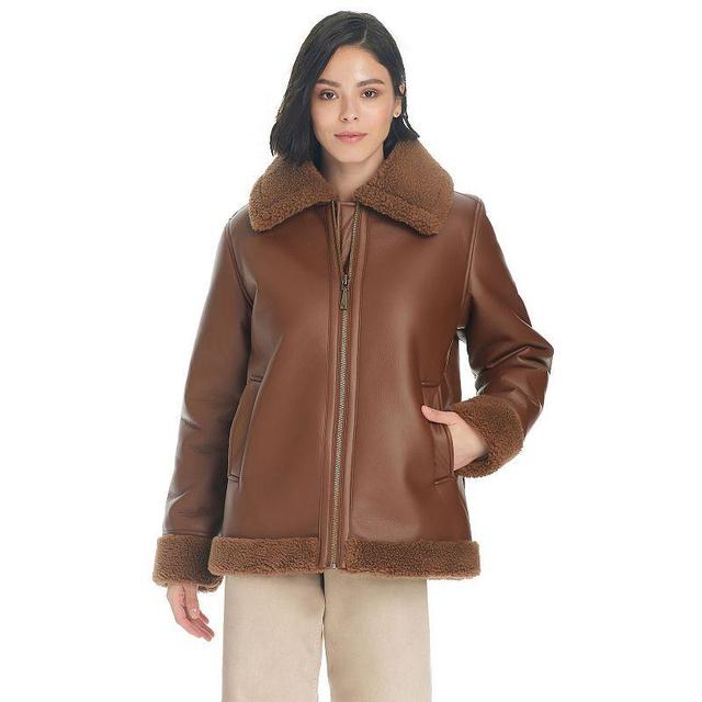 Womens Koolaburra by UGG Motorcycle Shearling Jacket Red Brown Product Image