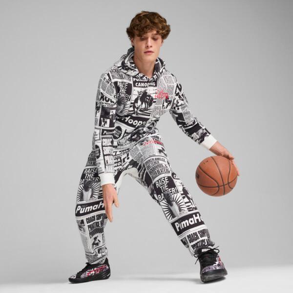 PUMA Media Day Men's Basketball Hoodie in Black/White Product Image