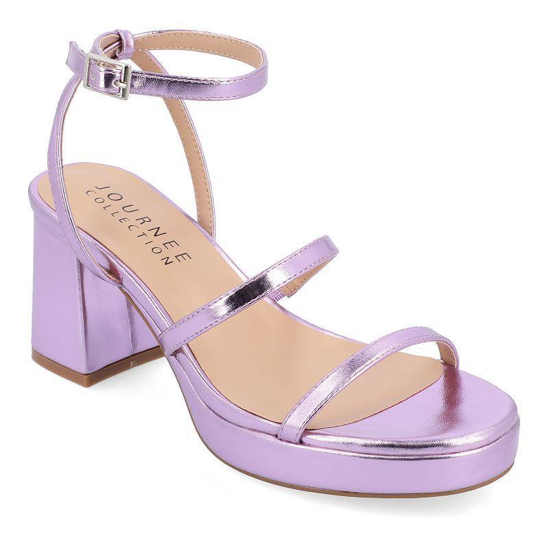 Journee Collection Samilee Womens Block Heel Sandals Purple Product Image