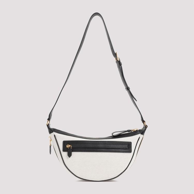 Messenger Beige Black Cotton Shoulder Strap In White Product Image