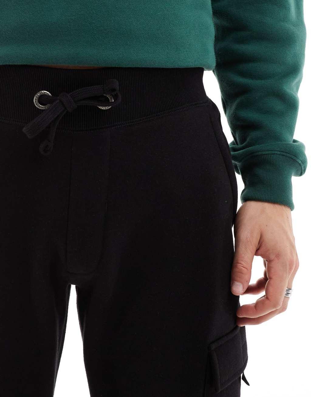 French Connection cargo sweatpants in black Product Image