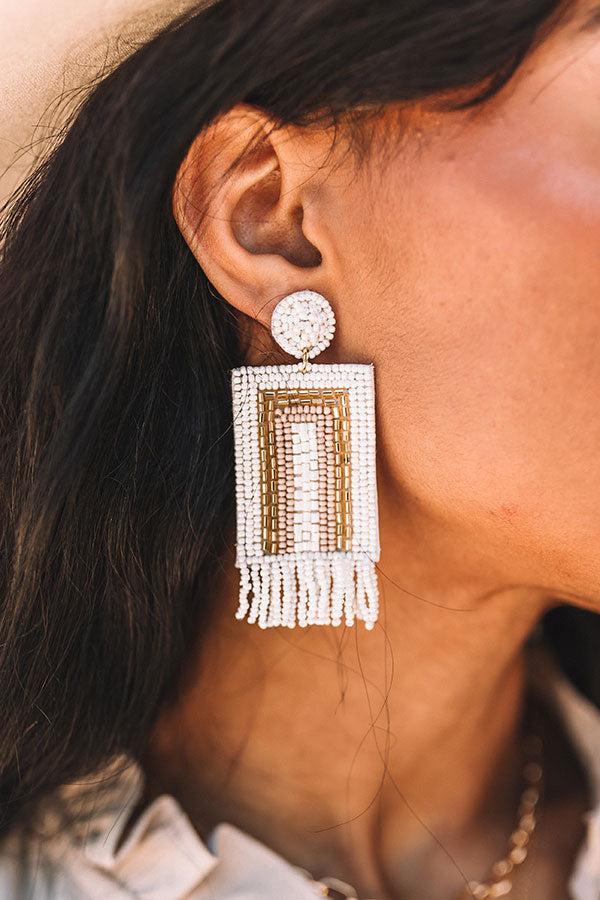 Malibu Pier Beaded Earrings In White Product Image